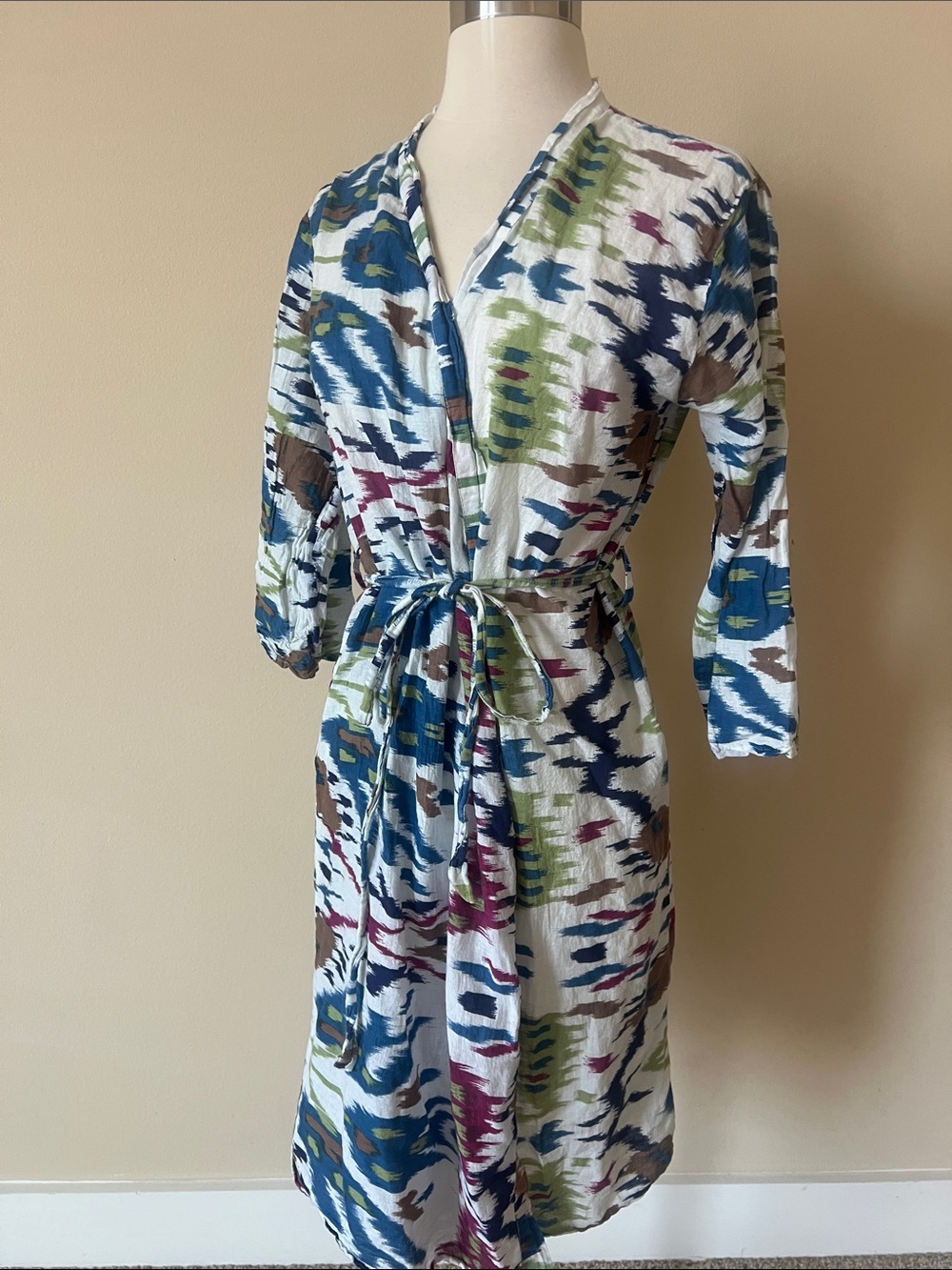 Printed Kimono Robe Abstract Ikat Print size S/M